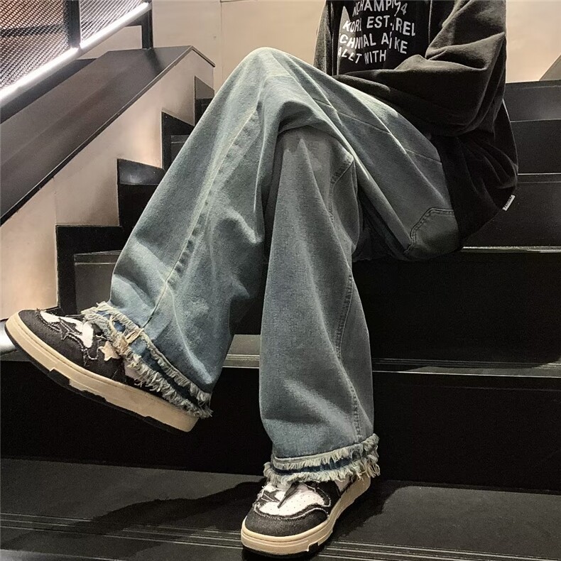 直筒水洗做旧男士毛边牛仔裤NS22P43,男装牛仔裤,星座1116-2