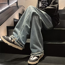 直筒水洗做旧男士毛边牛仔裤NS22P43，男装牛仔裤，星座1116-2