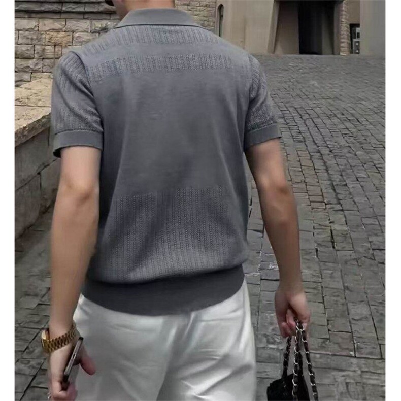 网图！老钱风POLO衫镂空T恤夏季高质量男款-EX50906-特批45,男装T恤,电商A061