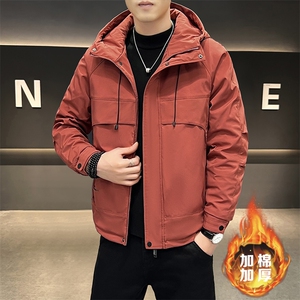 秋冬加棉加厚大码外套男士帅气连帽夹克潮流时尚男棉衣ZY803-P80图片