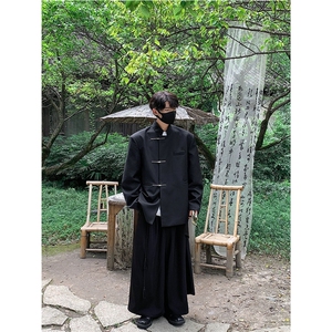 1新中式M-5XL大码96%聚酯纤维4%氨纶金属搭扣西服XF77858P85控138图片