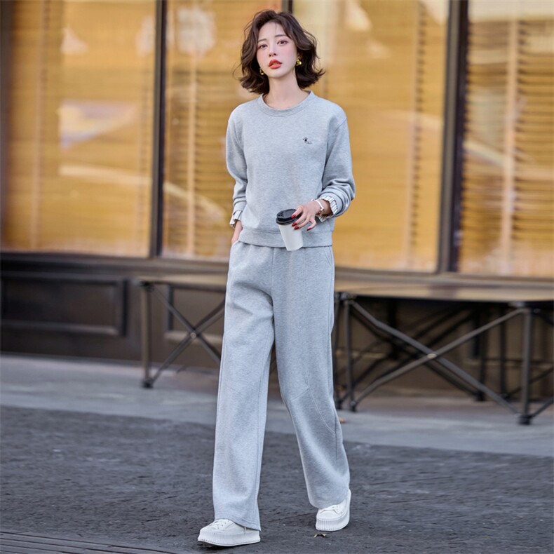 时尚休闲运动女2025春秋新款连帽拼接宽松上衣高腰裤,女装卫衣/绒衫,梦懿尔