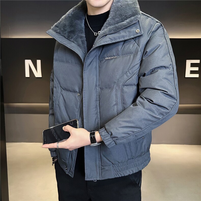 9809-M-3XL-P215标50绒店主风冬季休闲百搭纯色毛领羽绒服男,男装羽绒服,电商B255