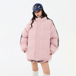 ！冬季条纹五防立领加绒加厚棉衣情侣撞色棉服外套MY7777-P68图片