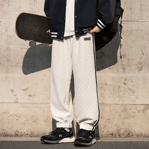 2023秋新款cityboy雪尼尔裤子男大码棋盘格束脚运动裤K23730-P60图片