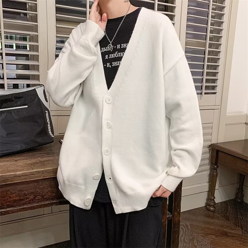秋冬季开衫毛衣男韩版潮流百搭v领针织衫ins潮宽松休闲毛线衣外套,男装针织衫/毛衣,星座601-2