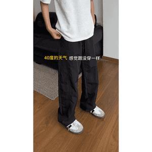 J57-P40 2025夏季新款直筒休闲裤男宽松速干纯色剪裁图片