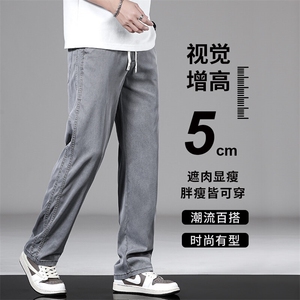 N1048-P45 春夏薄款休闲阔腿男士直筒宽松潮冰丝莱赛尔天丝拖地裤图片