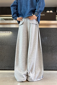 运动风秋冬宽松垂感休闲裤男秋冬潮流休闲宽松设计感卫裤P52图片
