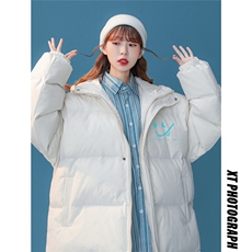 中性标白鸭绒22冬季简约笑脸印花保暖连帽羽绒服YR140P225控298，男装羽绒服，A247A