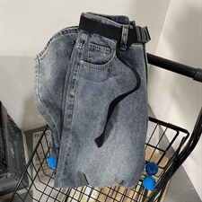 平铺美式复古宽松牛仔裤男新款高街垂感阔腿裤N2204P43配腰带，男装牛仔裤，星座1116-2