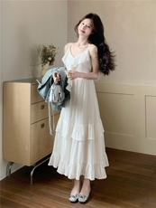 【现货】主推白色吊带连衣裙P155-K248，女装连衣裙，浙宝128A