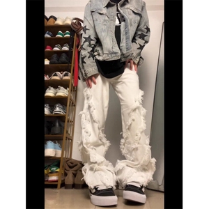 【有货】DK1056-P55美式高街vibe结构设计毛边牛仔裤男高级感长裤图片