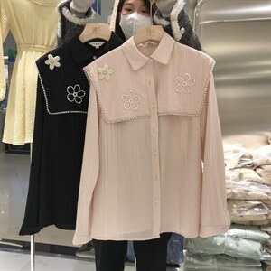 重工艺刺绣韩系衬衫图片