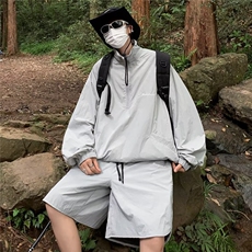 运动套装男夏速干透气防晒衣外套夏装搭配一整套短裤W4921-P55，男装休闲套装，星座412-2
