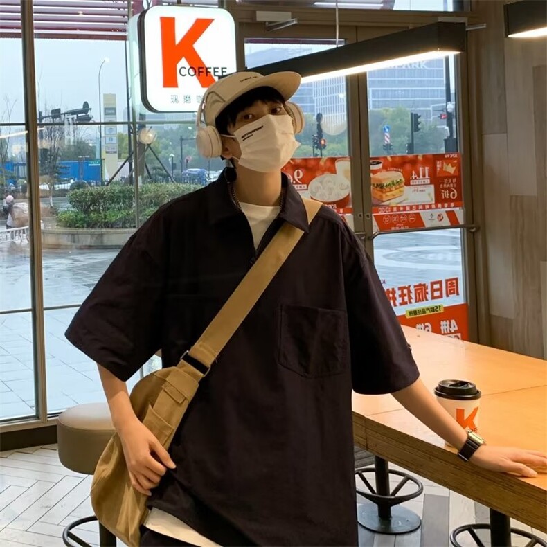 夏季潮牌日系cityboy工装运动套装男短袖翻领T恤两件套TZ404-P46,男装休闲套装,星座1008