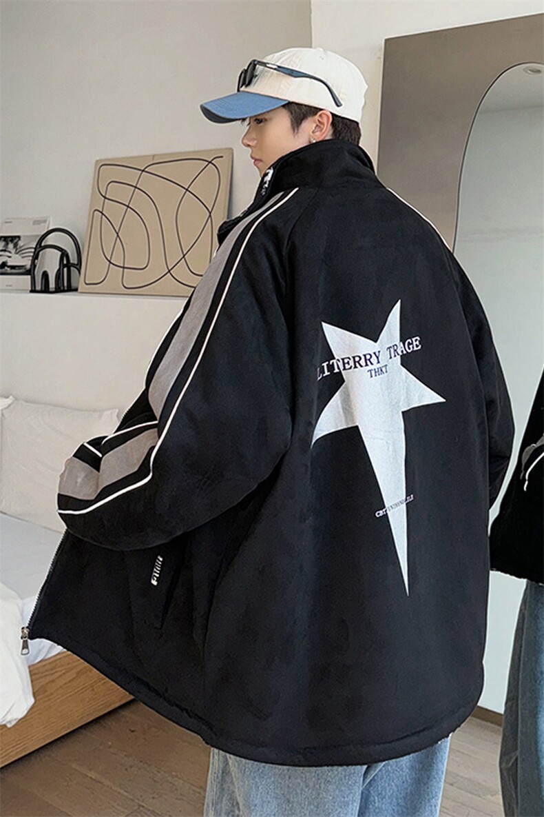 双面穿棉衣棉服麂皮羊羔绒面包服立领棉袄外套【量大有差1618GP90,男装棉衣,星座207