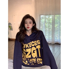 EE057-P70卫衣男女情侣装薄款2024设计感潮流宽松印花连帽上衣，男装卫衣，星座911-3