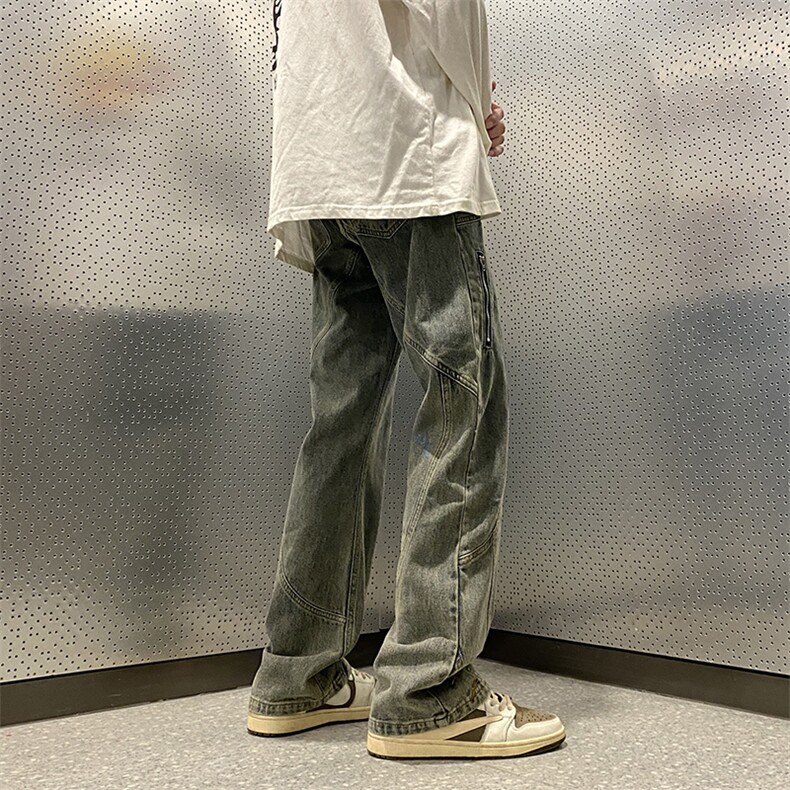 美式高街vibe风直筒长裤欧美痞帅男hiphop复古水洗牛仔裤,男装牛仔裤,星座301D-4(原星座1004-4）