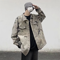 vibe美式牛仔外套男秋冬水洗扎染破坏牛仔衣设计外套JK824P68，男装夹克，星座1116-2