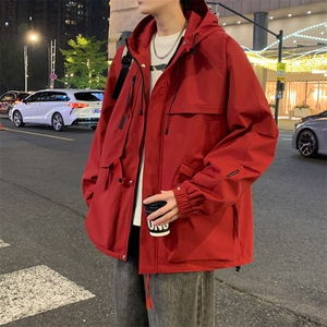 2025春款美式连帽服夹克男港风复古工装外套JK0136-P85图片