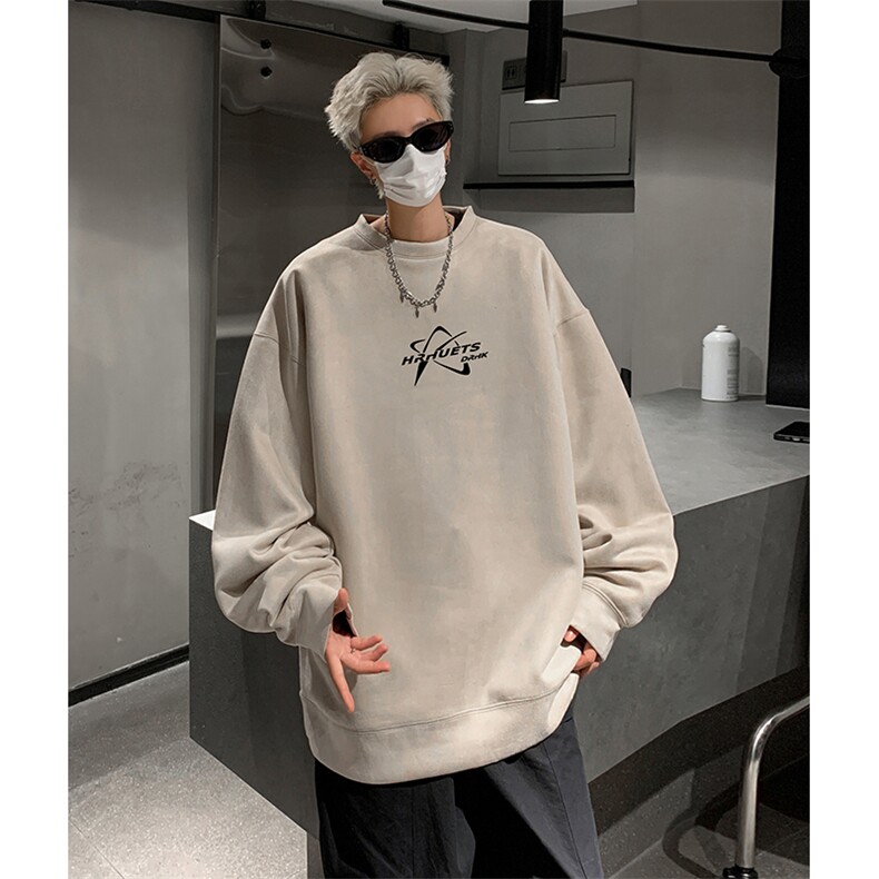 抖音得物供货提供视频秋冬重磅美式麂皮绒圆领卫衣JY306,男装卫衣,电商A486
