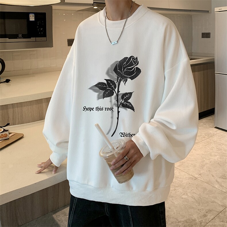 华夫格卫衣圆领卫衣男大码长袖t恤男外套HW76279-P30加绒款-P40,男装卫衣,电商A040