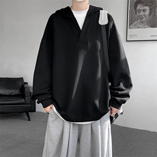 8XL-M叠穿假两件卫衣重磅连帽V领拼接套头衫宽松大码外套WY006P65，女装短外套，电商B312