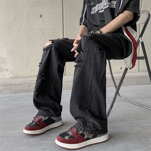 美式高街直筒宽松休闲裤夏季新款潮牌破洞牛仔裤 现货 K8036-P40图片