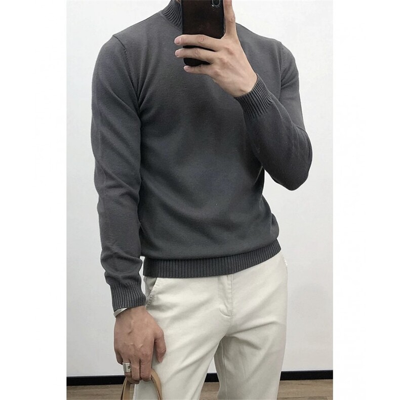 新款简约高级感半高领圆领针织衫短袖高端男士纯色打底831/P38特,男装T恤,电商A243