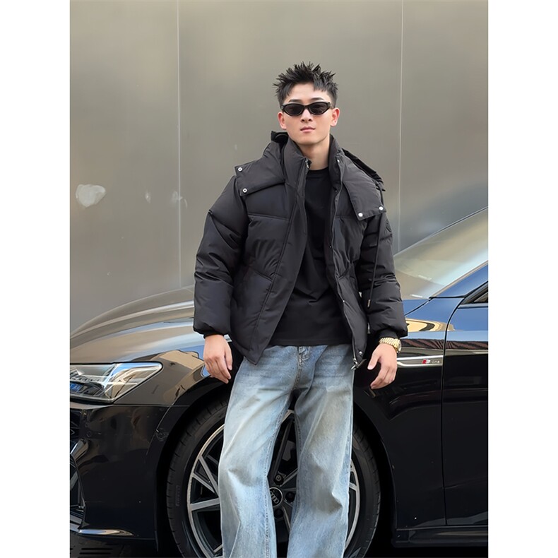 B10/P108控148冬季黑色系休闲百搭工装式连帽棉衣外套男黑首1,男装棉衣,星座305B
