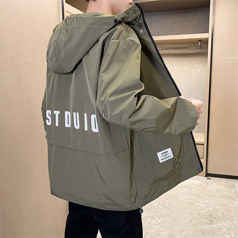店主风-冲锋衣春秋季新款工装连帽长袖夹克外套2301P105,男装夹克,电商A203-1