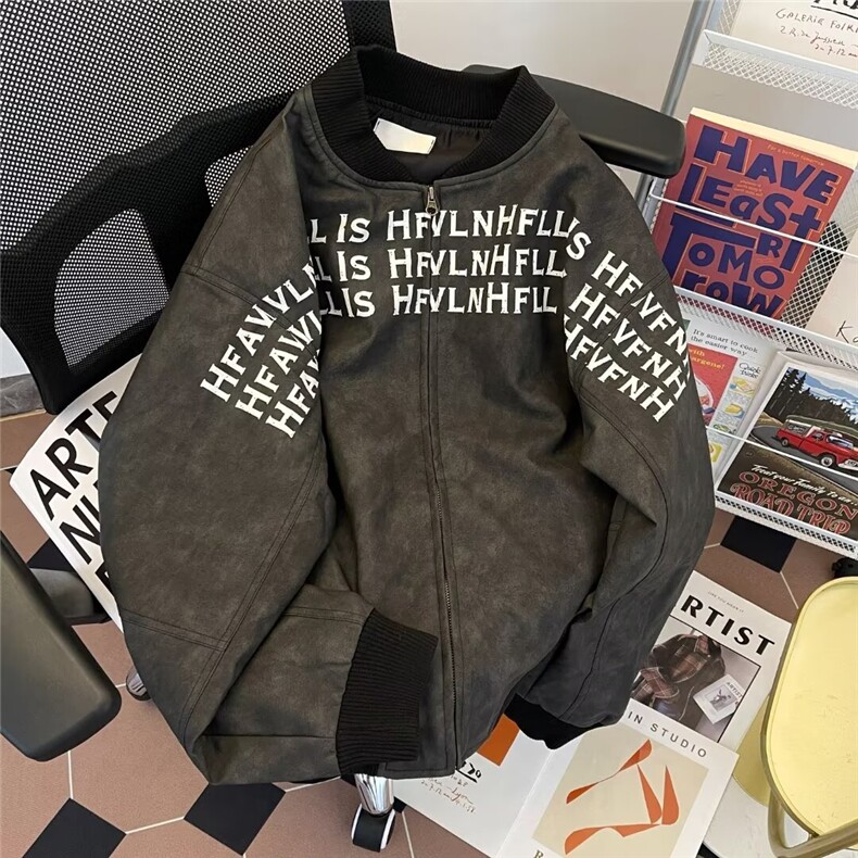 棒球服外套男2026秋季新款美式高街字母皮衣痞帅夹克W679-P75,男装夹克,星座1001-1