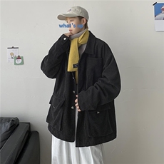 秋装港风情侣复古灯芯绒夹克工装宽松休闲外套潮中性风H203/P70，男装夹克，电商A221A