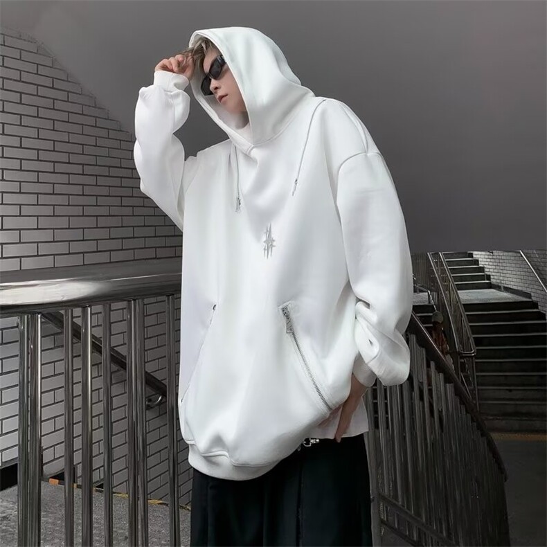 美式高街连帽卫衣男春秋新款宽松百搭设计感拉链套头外套Q38/P52,女装短外套,星座506