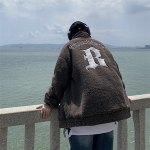 XZ213-MY45-P138控158 港风日系复古羊羔毛字母刺绣加厚保暖棉衣图片