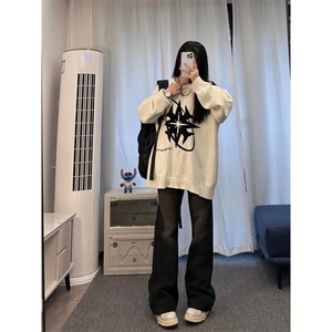 美式hiphop牛仔裤修身直筒微喇叭裤图片