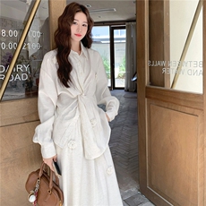 【现货】手工花朵衬衣+半身裙两件套套装5757-P155K228，女装套装/套裙，2C332