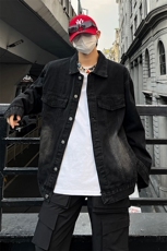 库奇大码宽松潮牌刺绣毛边牛仔外套中性夹克外穿男女款控128，男装夹克，星座301D-4(原星座1004-4）