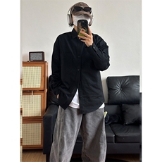 棉纯棉衬衫成衣水洗休闲韩版美式衬衫宽松纯色衬衣GC27-P35，男装衬衫，星座301C-5