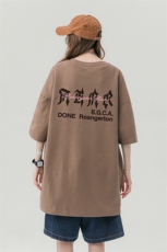 中性风23新款夏季时尚百搭宽松字母印花纯棉短袖T恤T1175P25控38，男装T恤，A247A