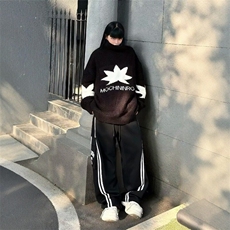 W8912-P50网图现货高街宽松拼接大口袋直筒休闲裤拖地卫裤，男装休闲裤，星座1608-2