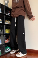 春夏季新款潮牌水洗纯棉美式高街直筒裤排扣拖休闲男长裤2302-P48，男装休闲裤，电商C305A
