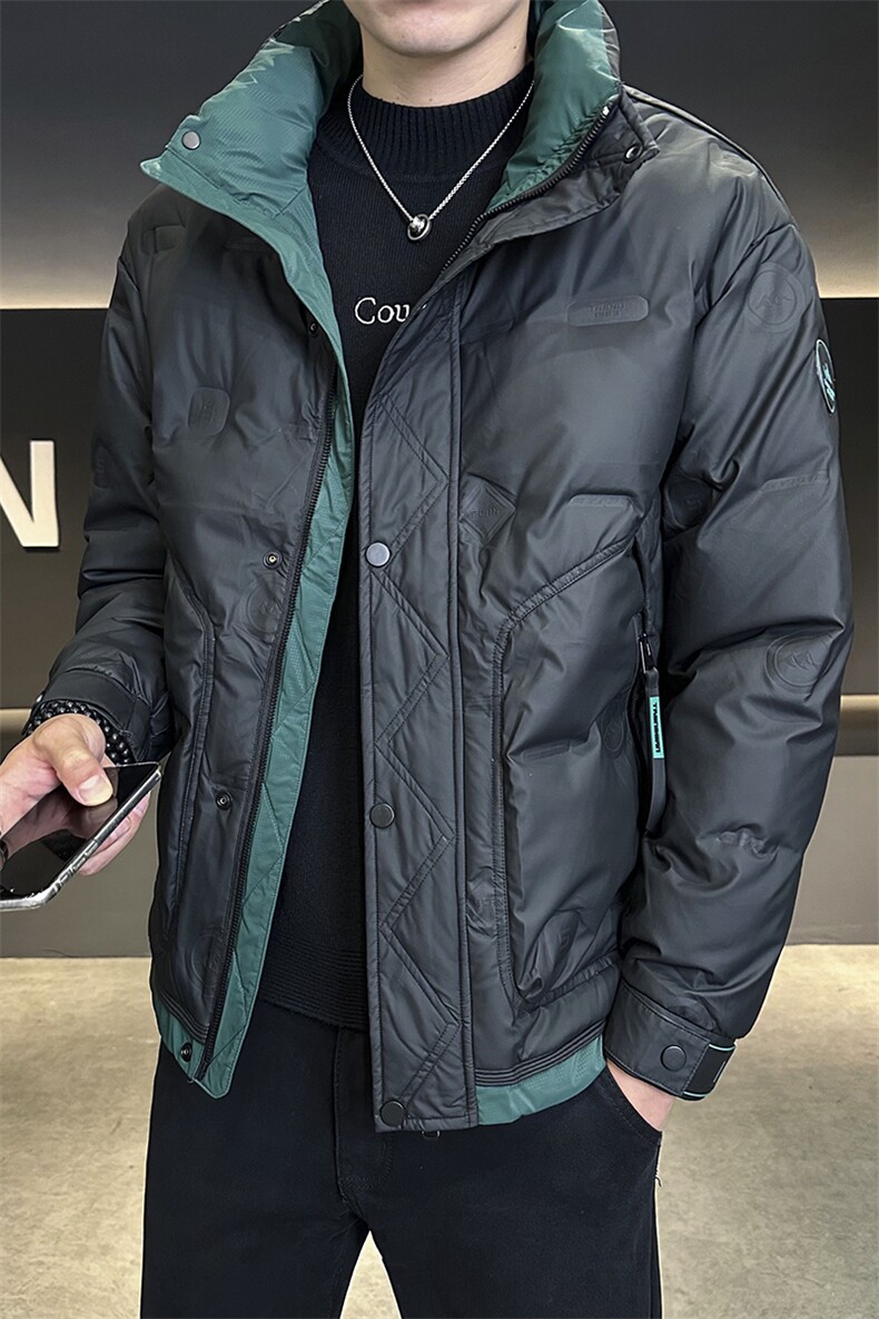 潮牌加厚帅气白鸭绒修身短款立领羽绒服外套Y9821P150,男装羽绒服,星座914