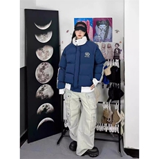 潮棉服外套男女情侣学院风美式复古条纹棉衣外套H995-P85网图，男装棉衣，电商B245