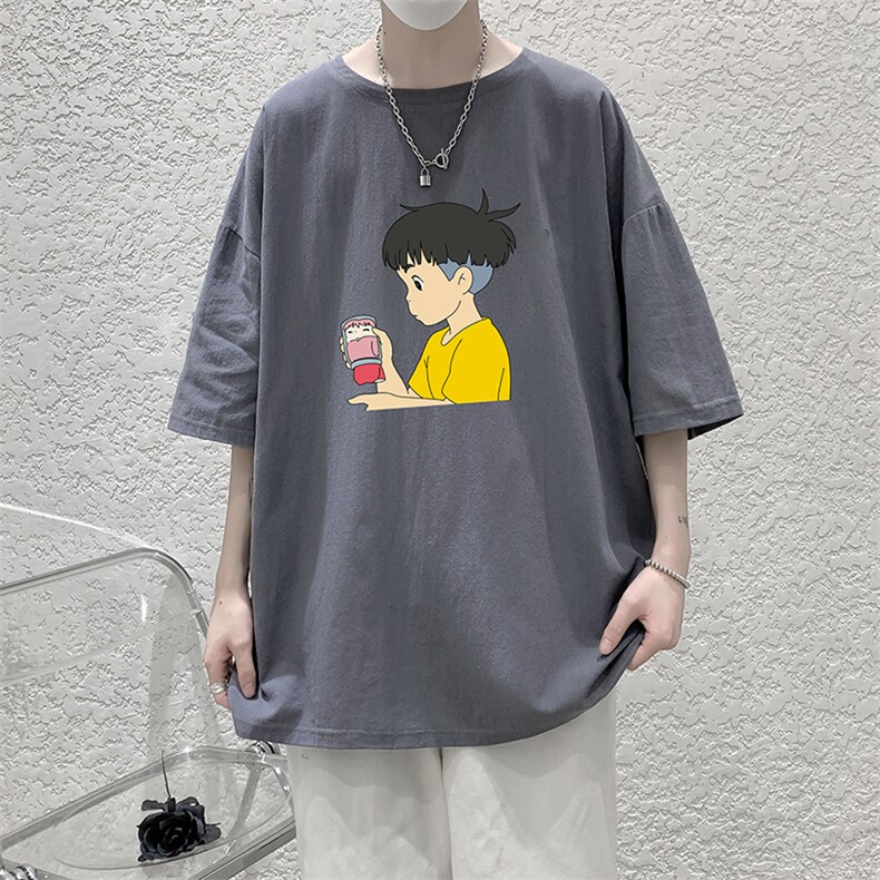 YT26200-P30亚短袖t恤男大码五分袖男宽松七分袖港风模特,男装T恤,电商A040