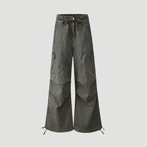 工装裤男夏款美式复古潮牌宽松直筒阔腿垂感休闲长裤TL9002 P82图片