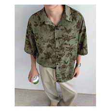 古着港风花衬衫短袖男女设计感小众欧货潮宽松外穿上衣夏季，男装T恤，星座601-1