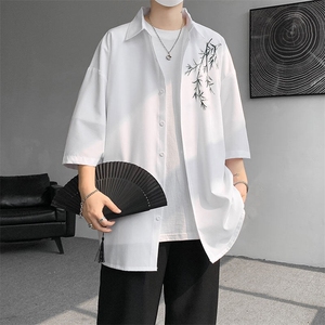短袖衬衫男夏季新款新中式宽松大码冰丝新中式衬衣CS3301-P32图片