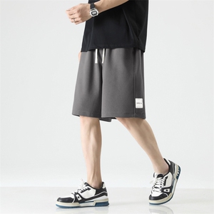 夏季纯色简约休闲绣标直筒裤时尚抽绳重磅华棉短裤XD1712特批35